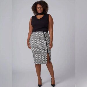 Lane Bryant Black & White Windowpane Jacquard Pencil Skirt • Size 16
